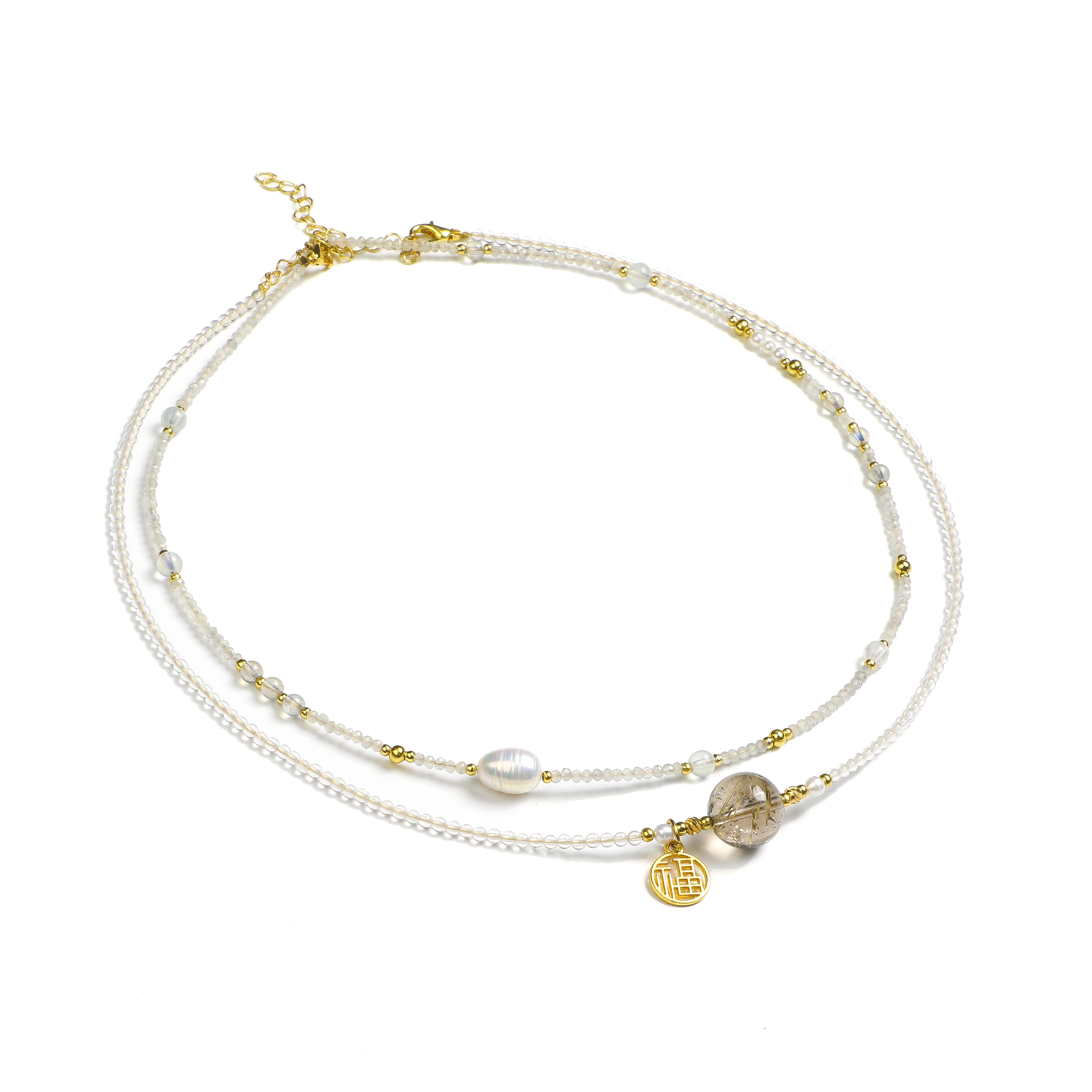 Zen Double-Strand Clear and Smoky Quartz Necklace