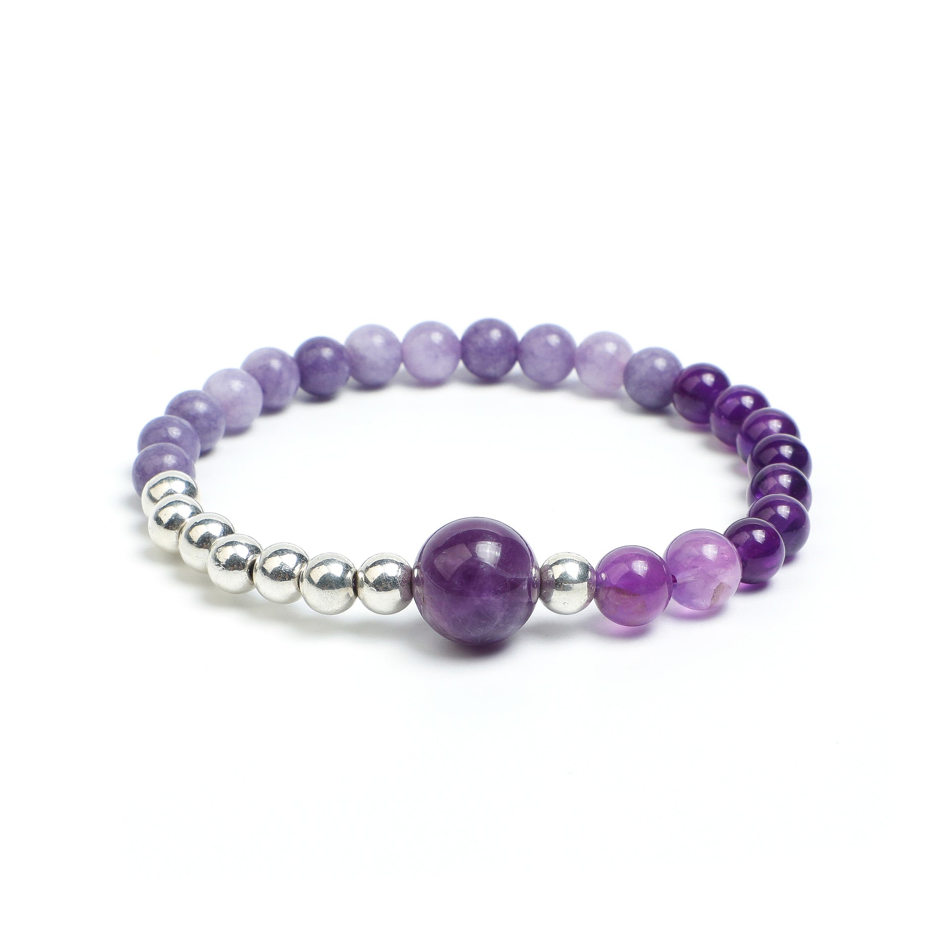 Luminous Revival Collection      Dusk Glow·Graduated Amethyst Silver Bracelet