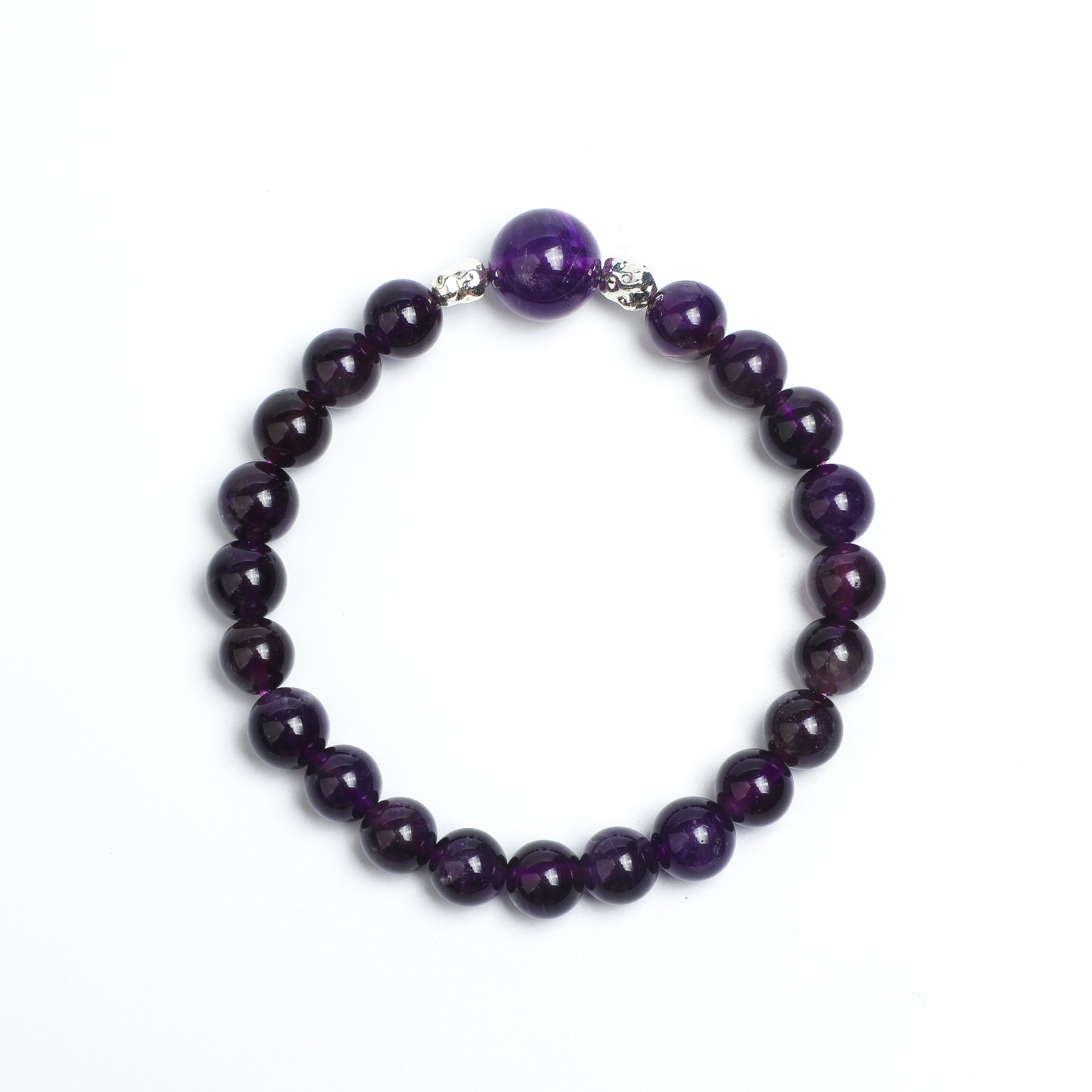 Luminous Revival Collection        Lunar Dew·Carved Amethyst Orb Bracelet