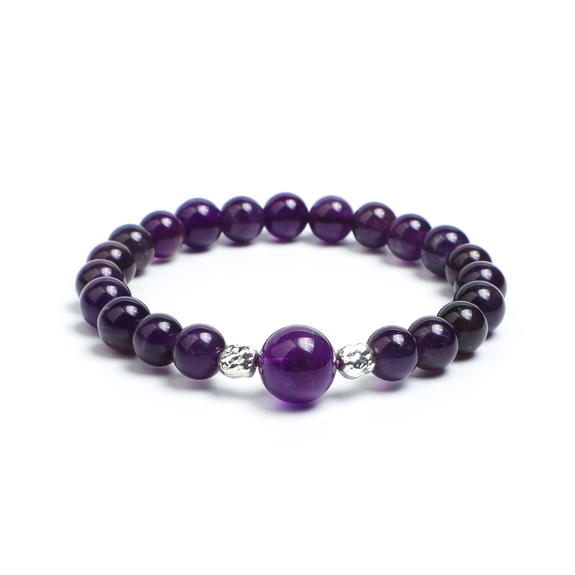 Luminous Revival Collection        Lunar Dew·Carved Amethyst Orb Bracelet