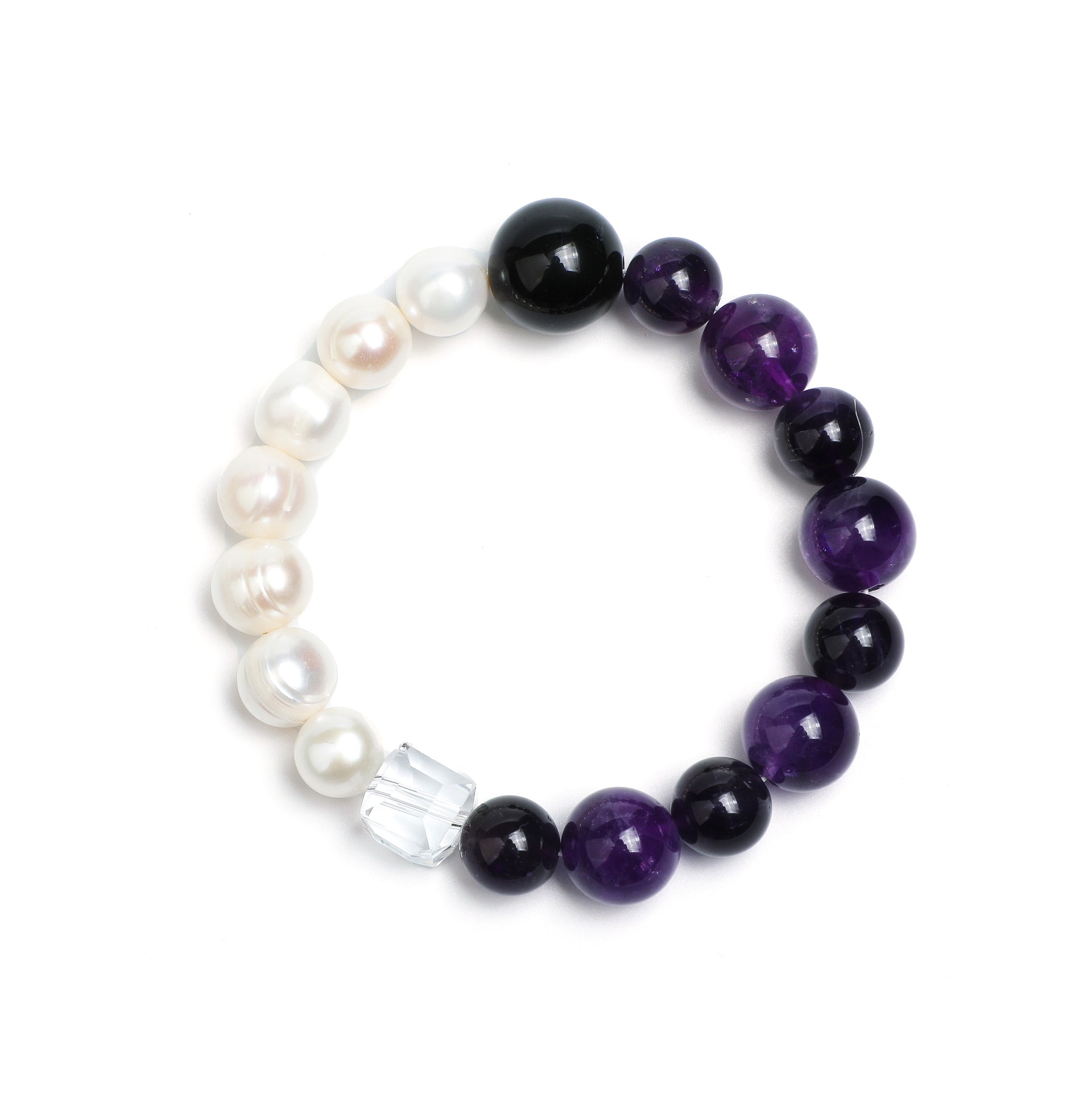 Luminous Revival Collection       Starlit Dialogue· Amethyst & Onyx Pearl Bracelet