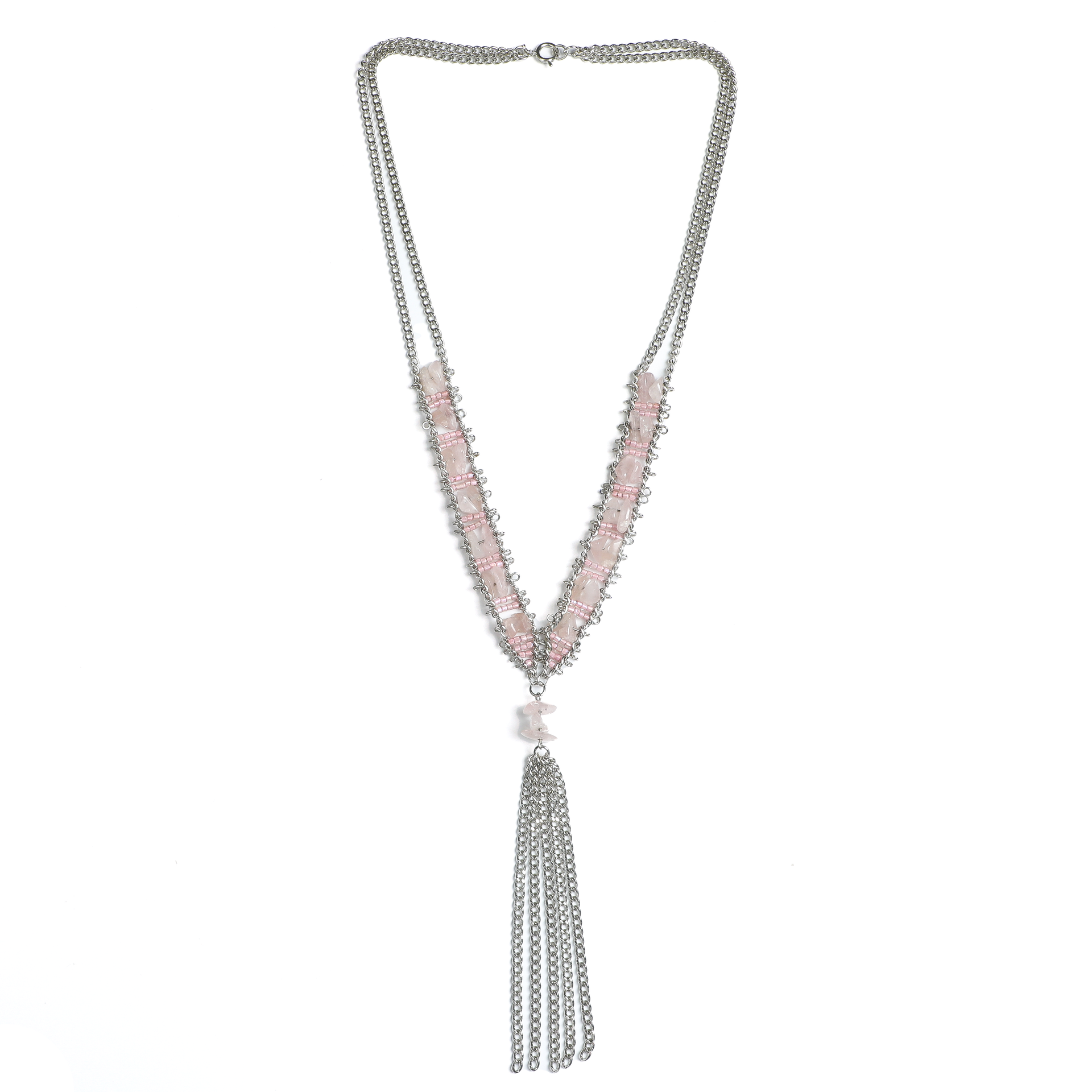 1970s Japanese Pink Crystal Bead Necklace