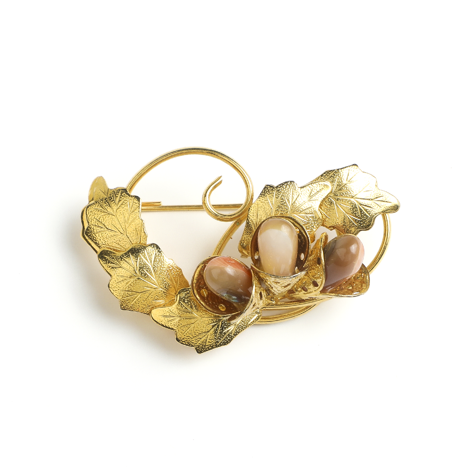 Japanese Showa Era Golden Shell Brooch