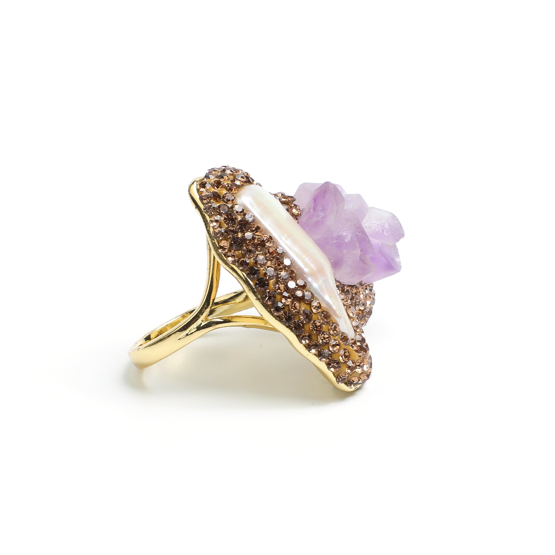 Amethyst & Shell Dual-End Ring
AL-RG-033