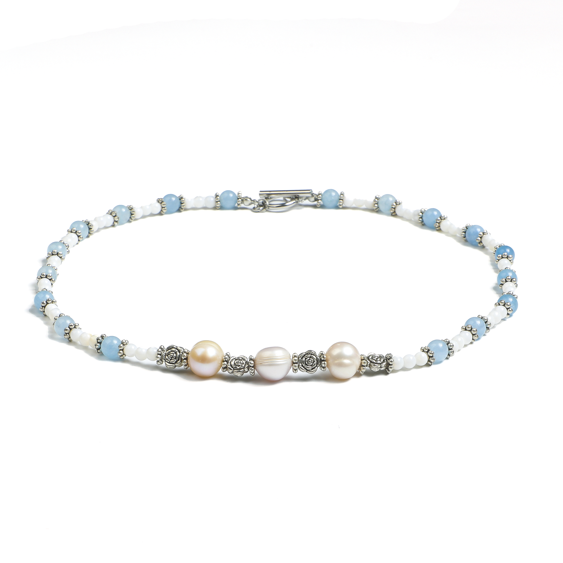 Zen Blue Agate & Pearl Necklace