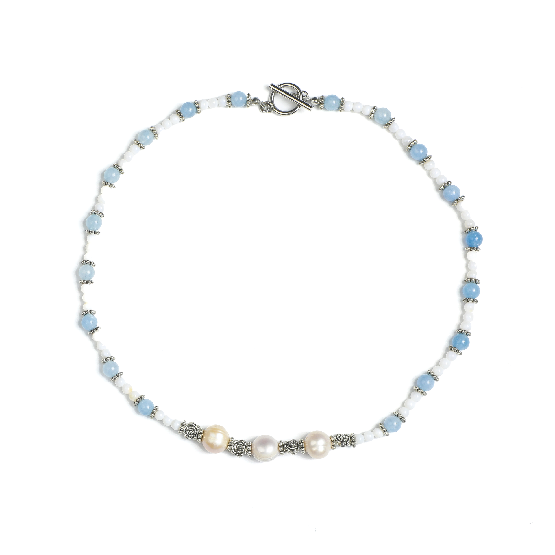 Zen Blue Agate & Pearl Necklace
