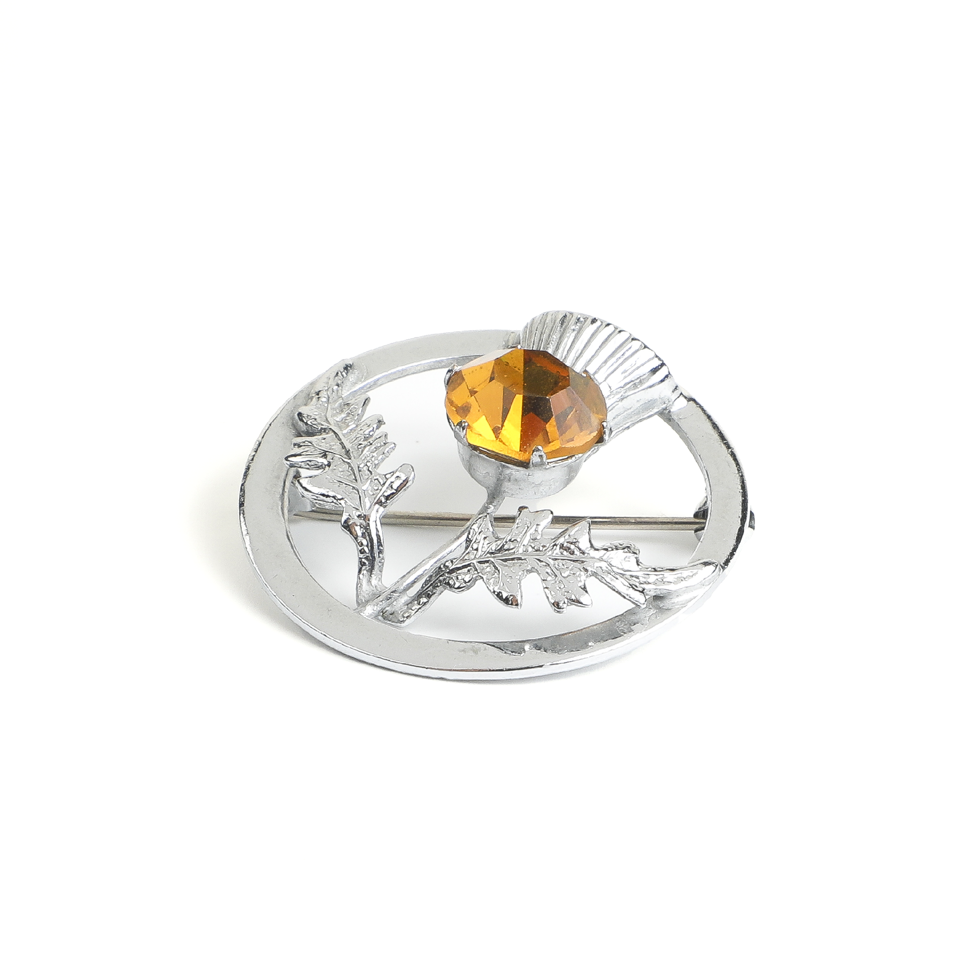 Japanese Showa Era Citrine Ring Brooch