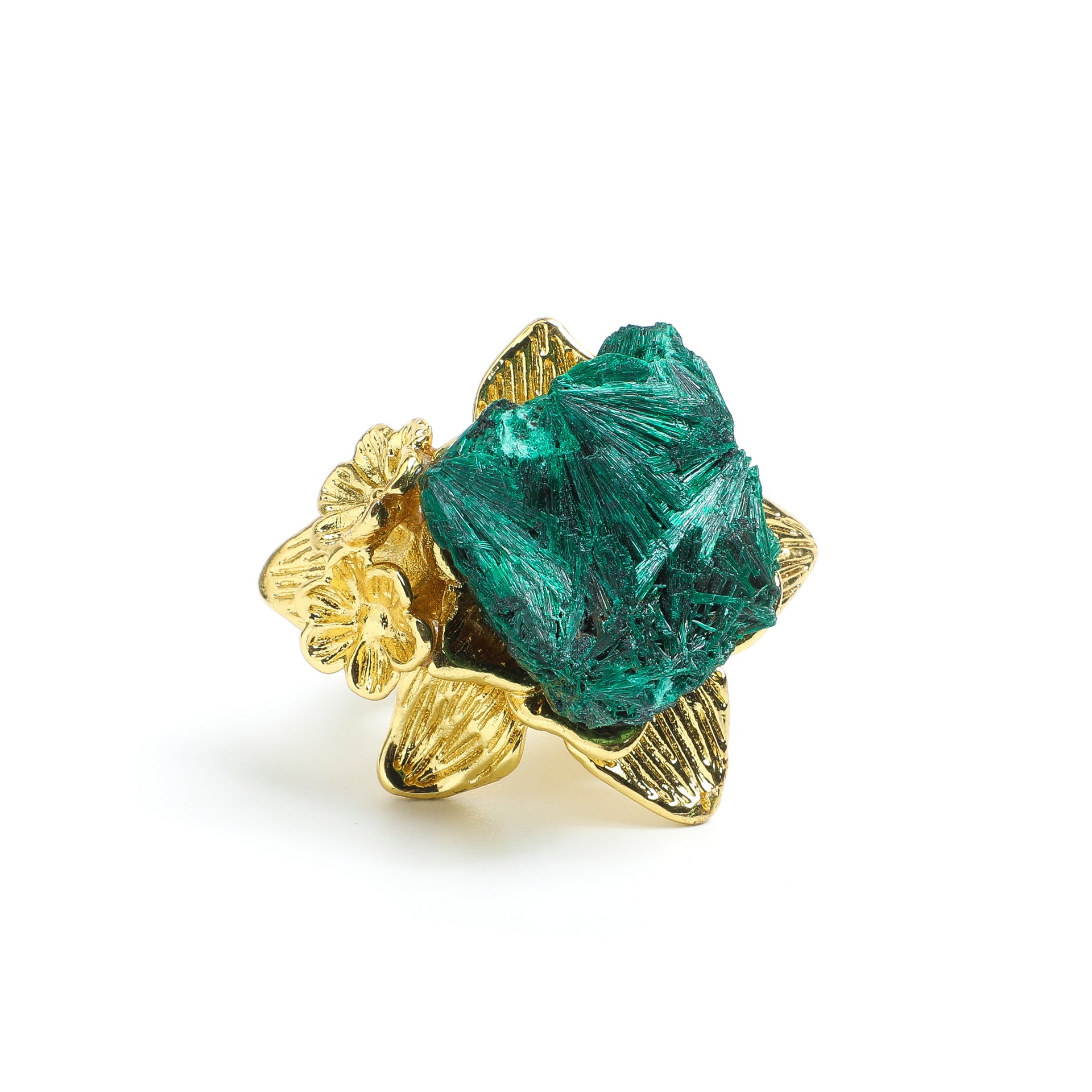 Worldly Wanderlust Collection 
Golden Petal Malachite Ring