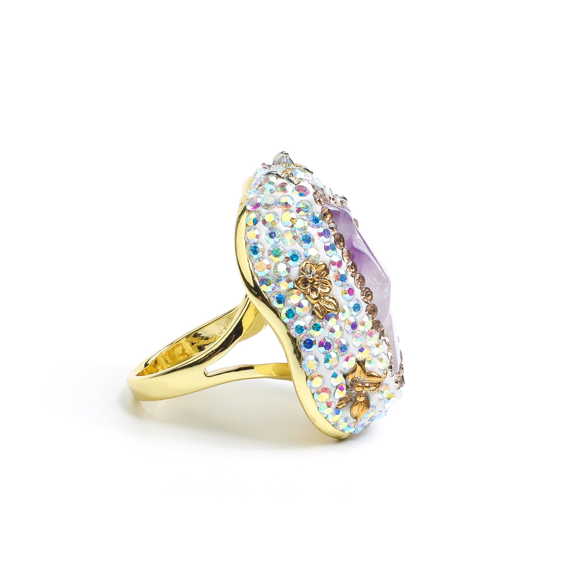 Butterfly Dance Spirit Essence · Amethyst Cluster Gold Butterfly RingAL-RG-044