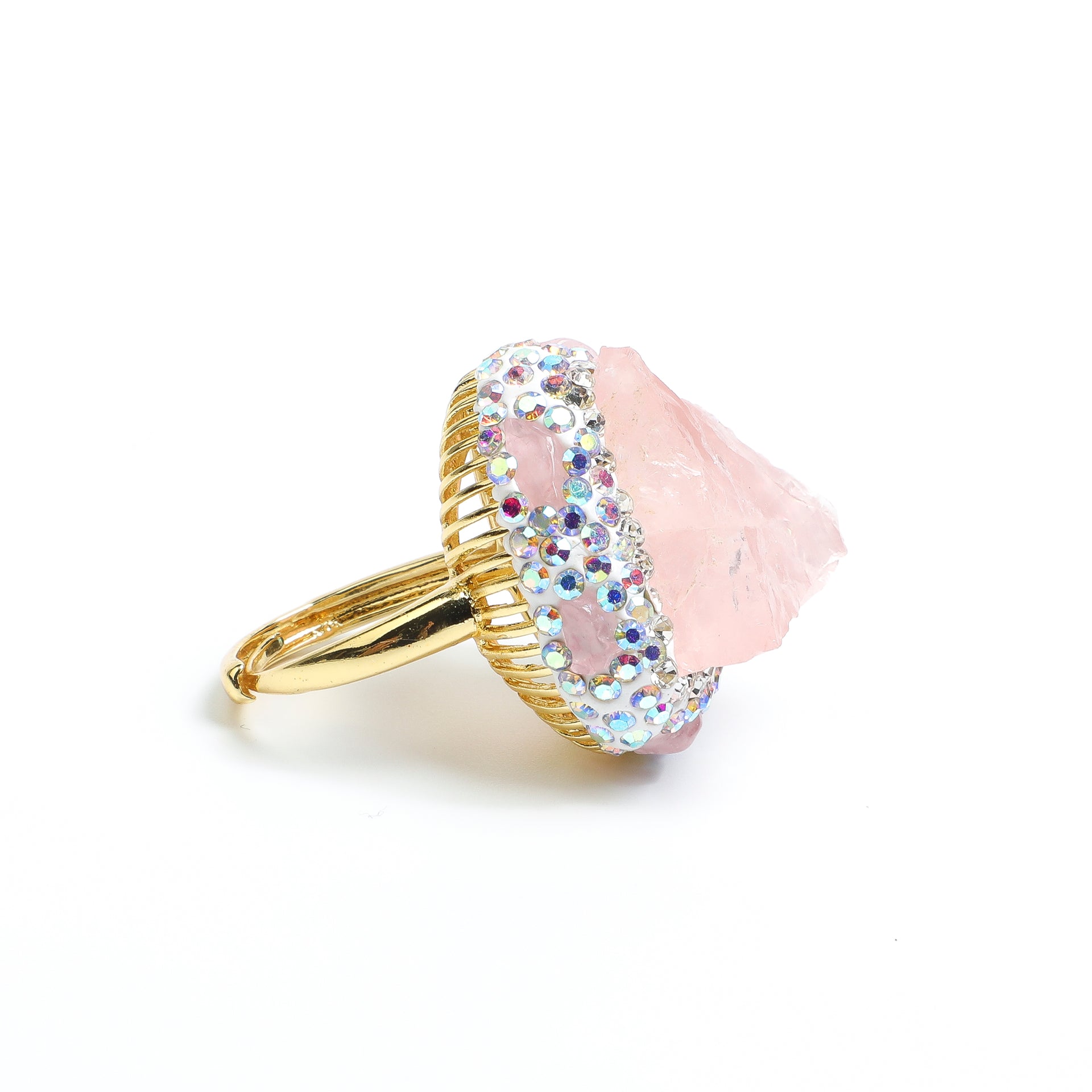 Pink Crystal Secrets · Triangular Pink Crystal Rainbow Ring
AL-RG-046