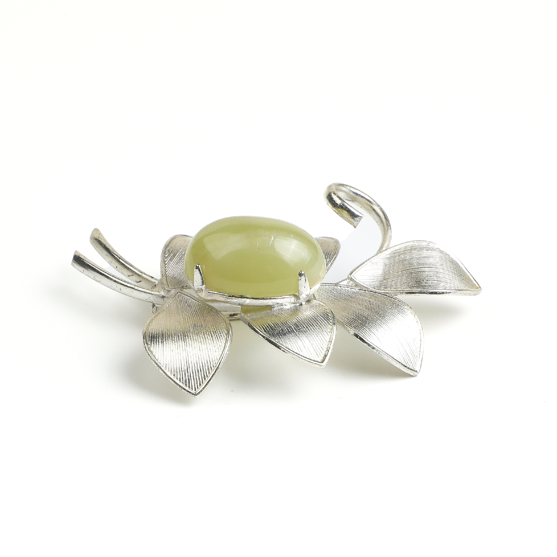 Japanese Meiji Era Olive Jade Brooch
