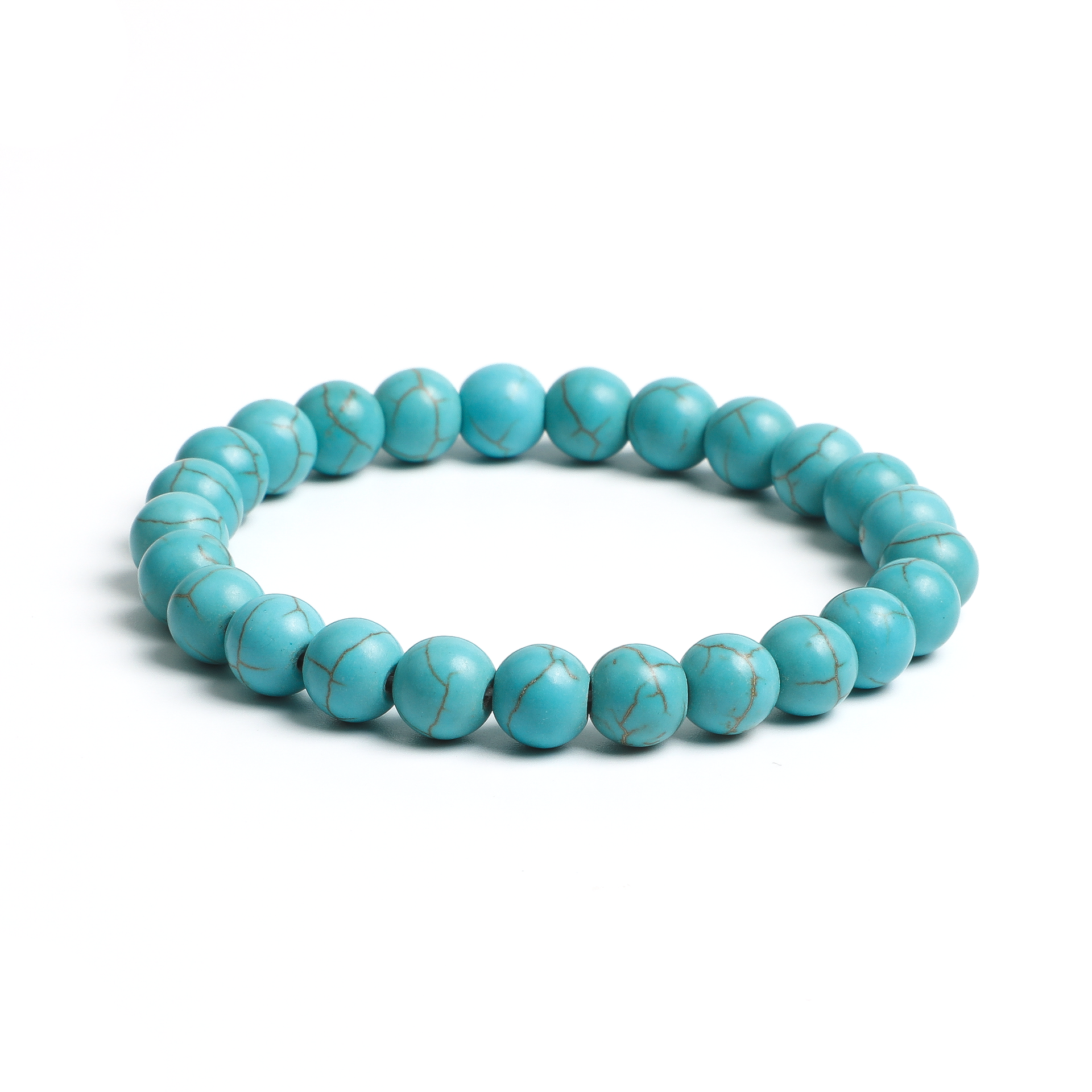 Blue Textured Round Bead Bracelet