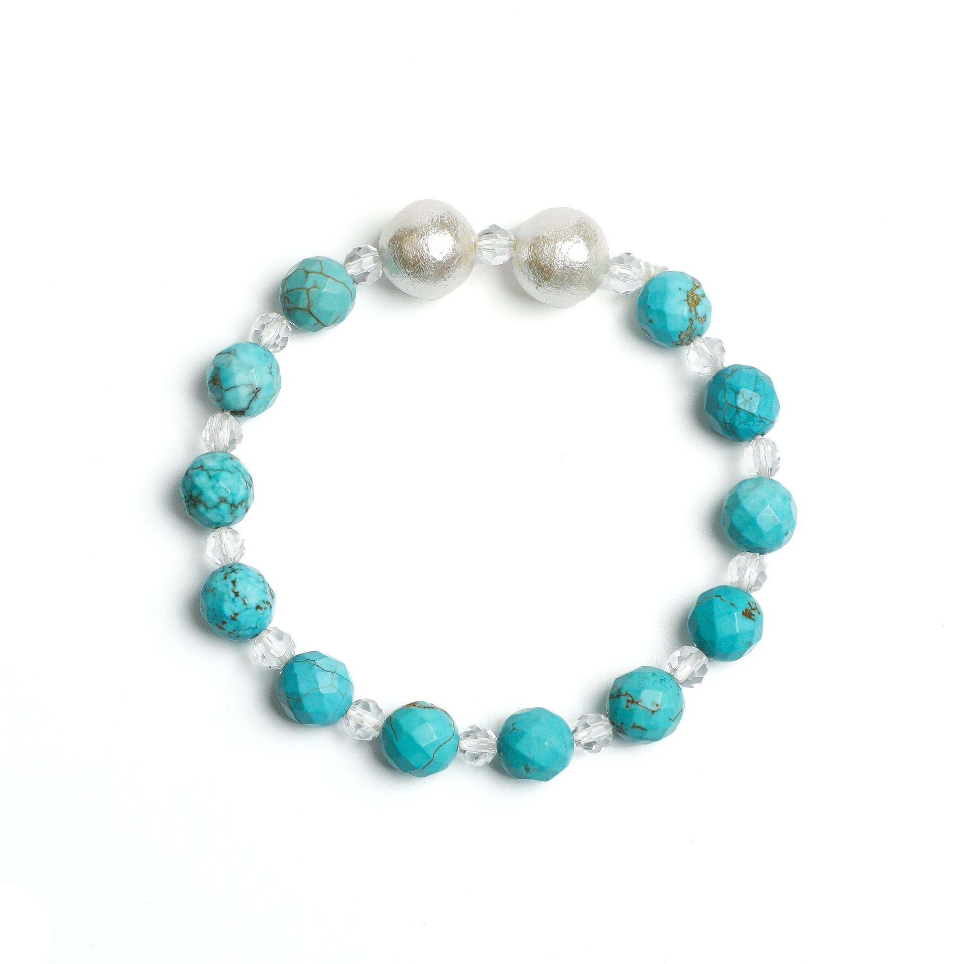 Turquoise-Tone Imitation Pearl Bracelet