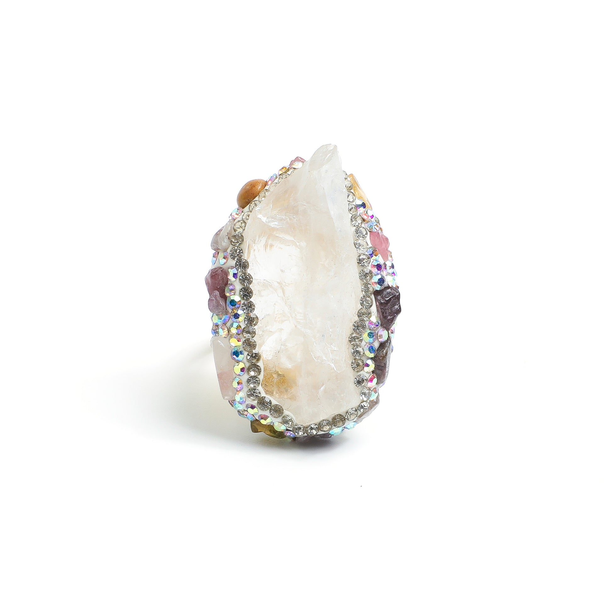 Crystal Cave Secret Realm · Natural Clear Quartz Cluster Gemstone Ring
AL-RG-048
