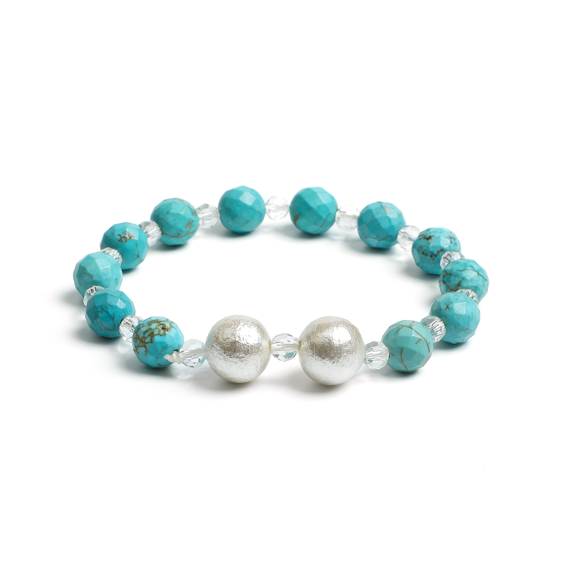 Turquoise-Tone Imitation Pearl Bracelet