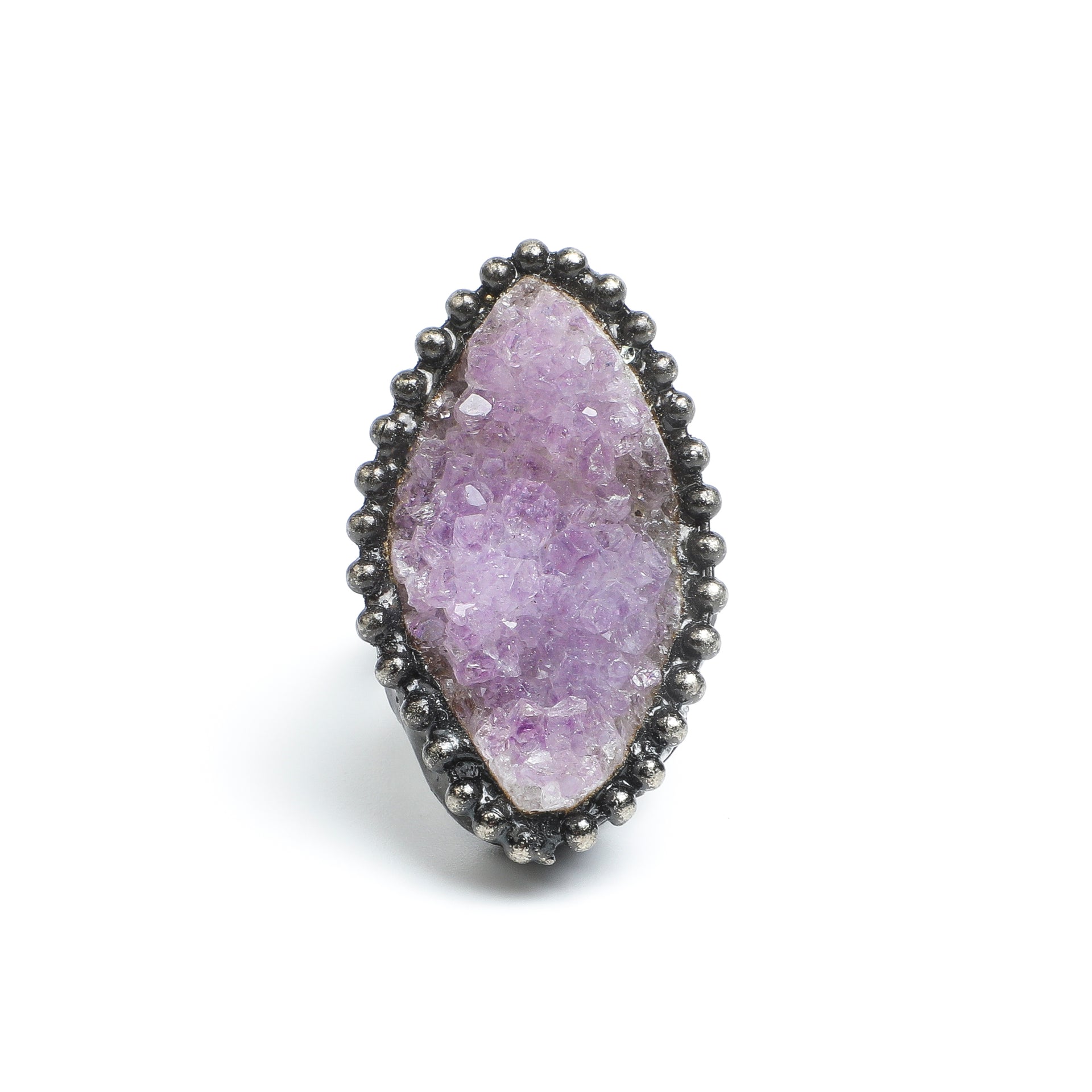 Amethyst Drusy Wanderer Ring