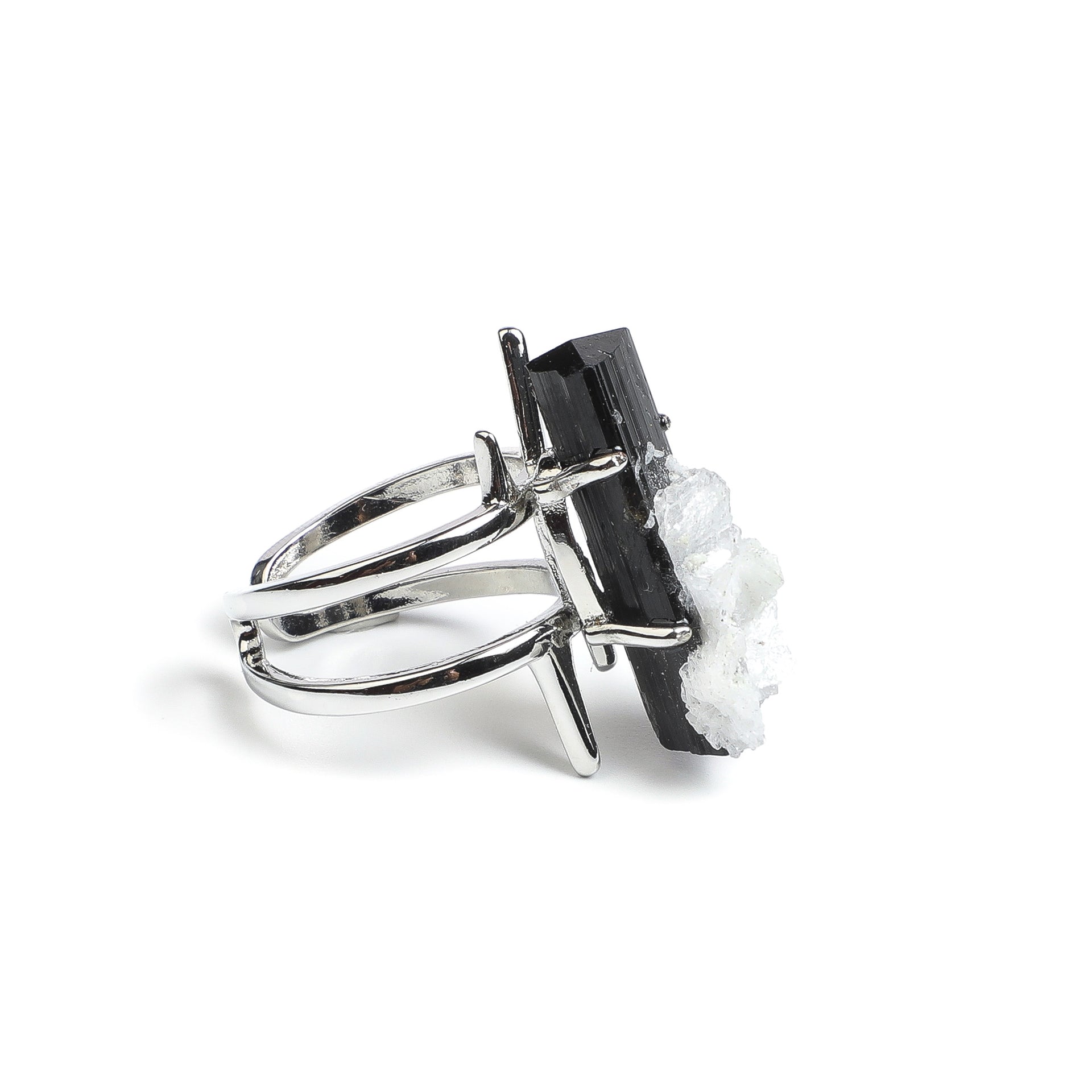 Earth's Testament Collection    Alpine Calcite & Brazilian Tourmaline Ring