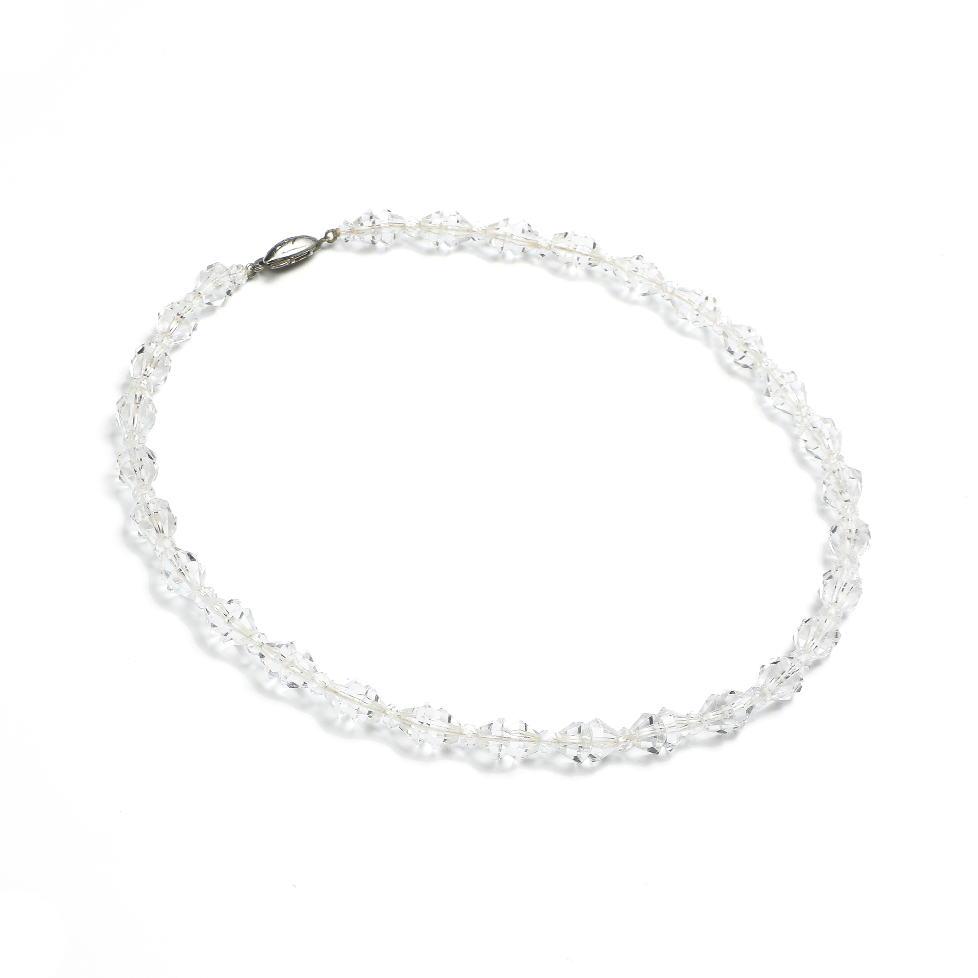 Japanese Vintage 1970s Hand-Cut Clear Quartz Necklace