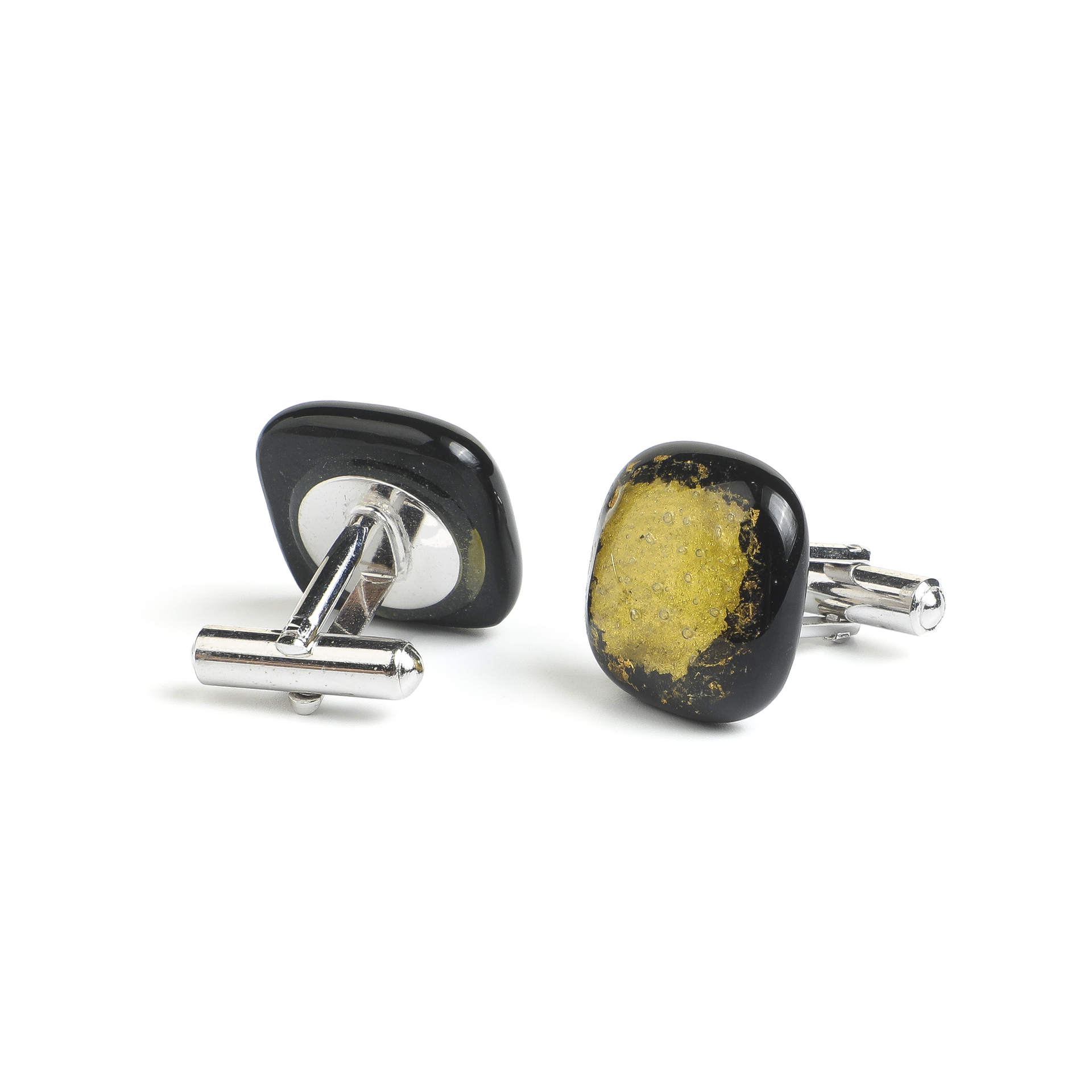 ARTLUMINNA | 1970s Japanese Vintage Curated Gold-foil Glass Cufflinks