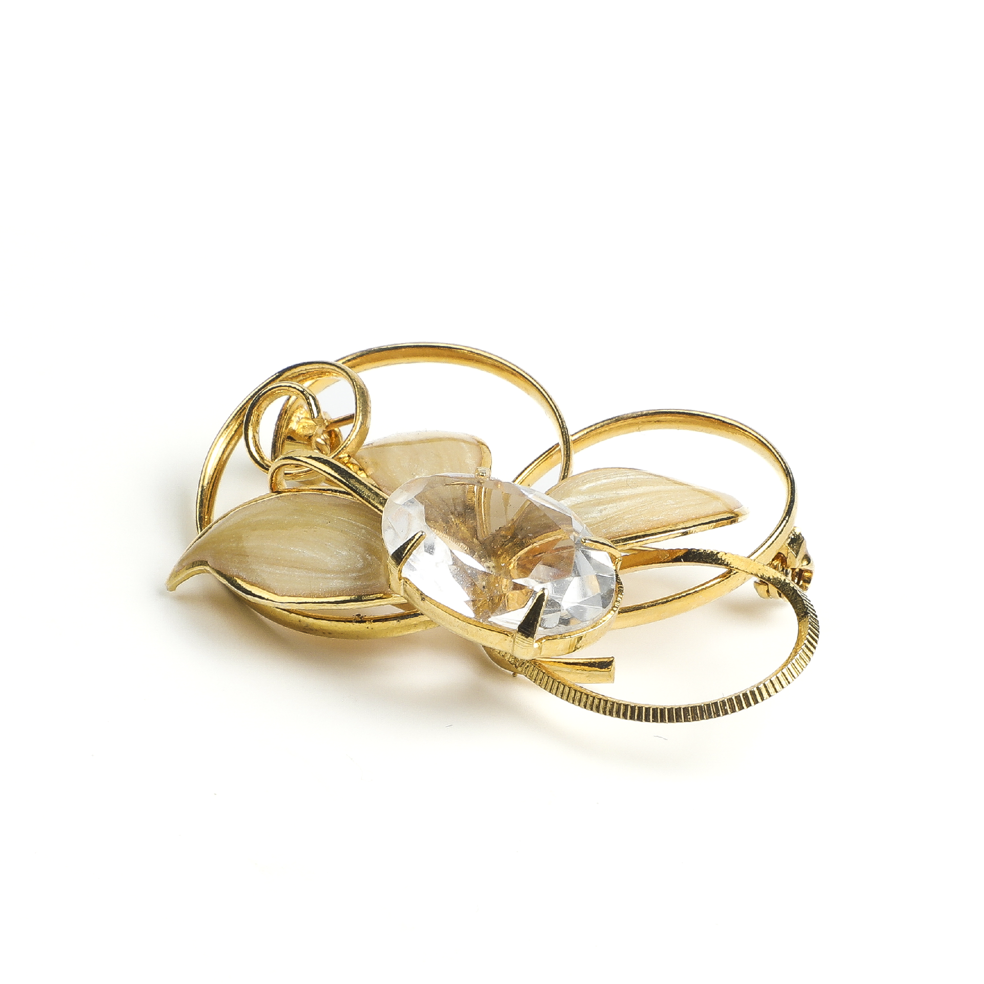 Japanese Heisei Era Crystal Bloom Brooch