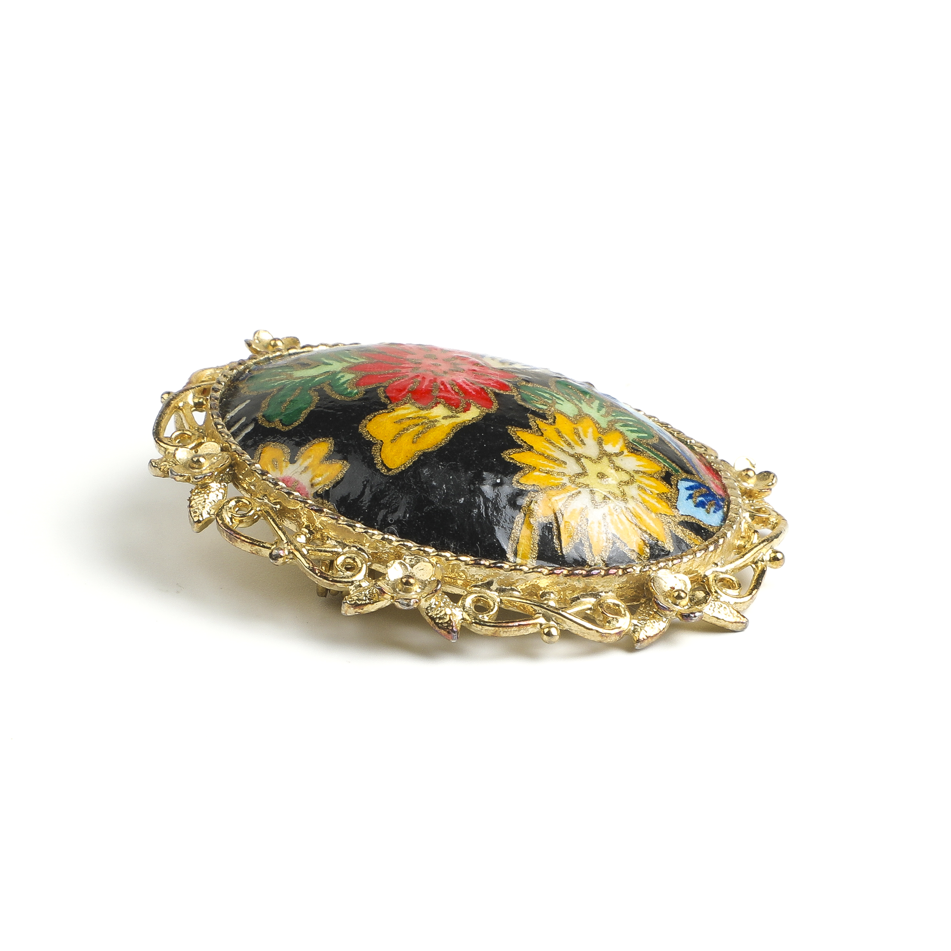 Japanese Showa Era Washi Chrysanthemum Brooch