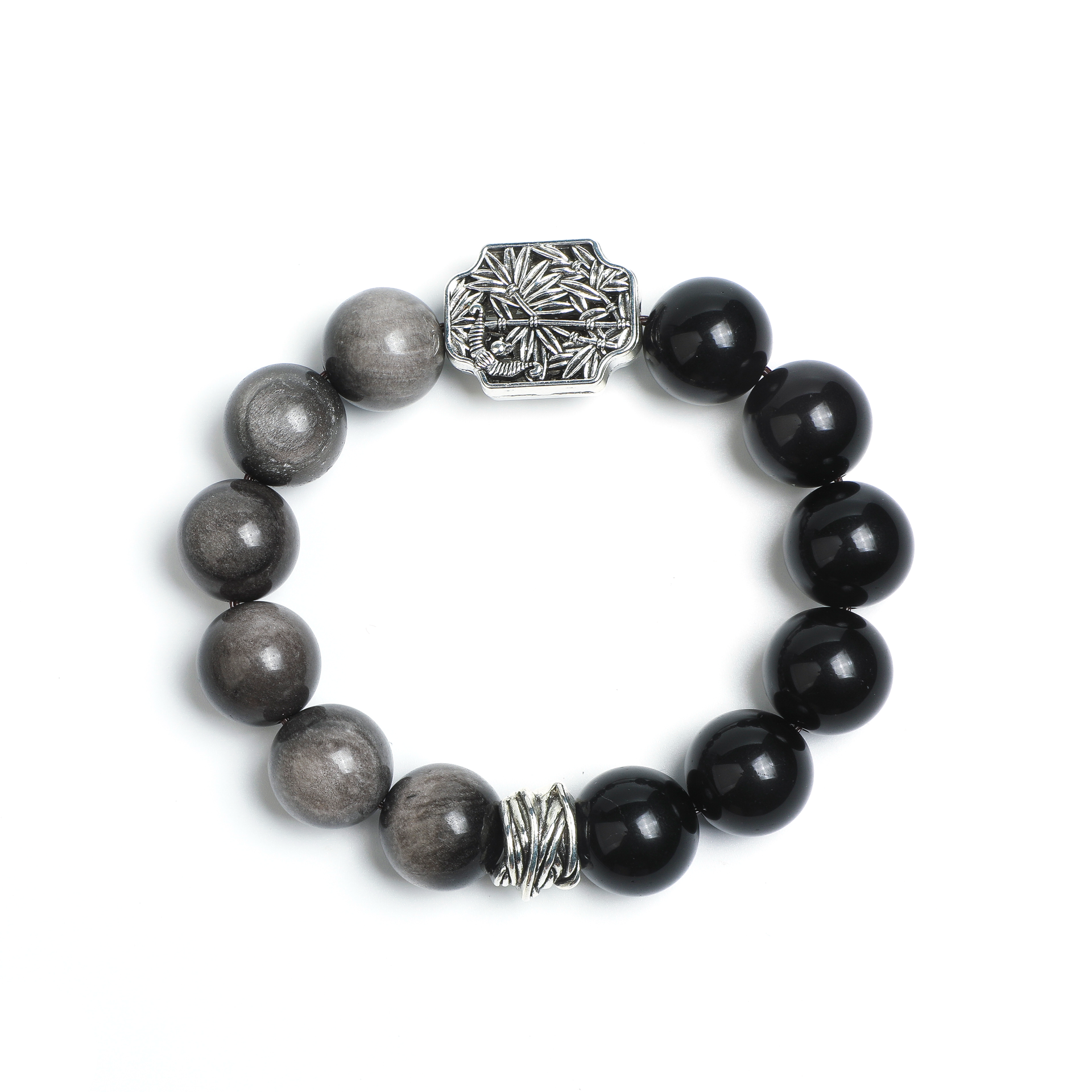 Obsidian & Silver Sheen Bracelet