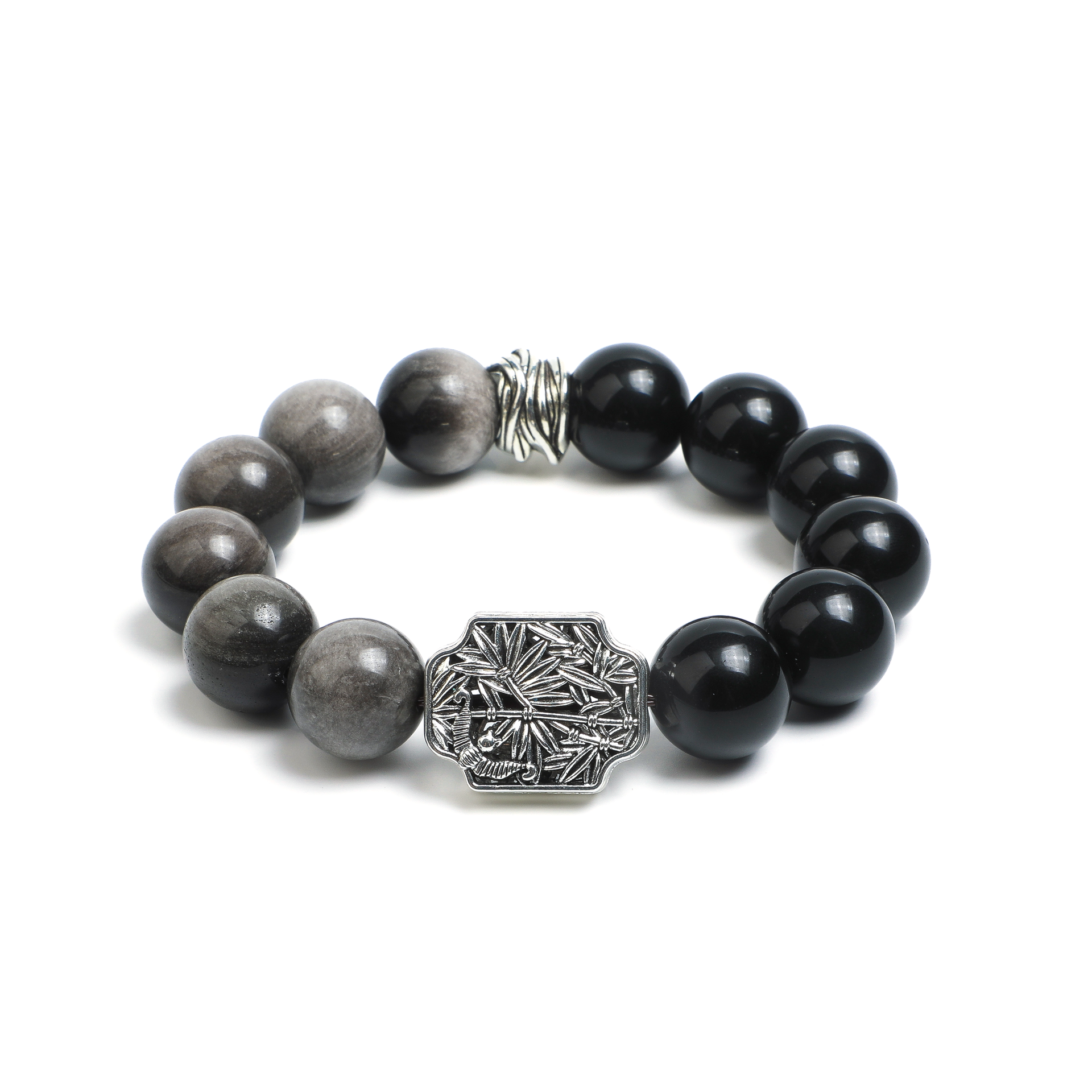 Obsidian & Silver Sheen Bracelet