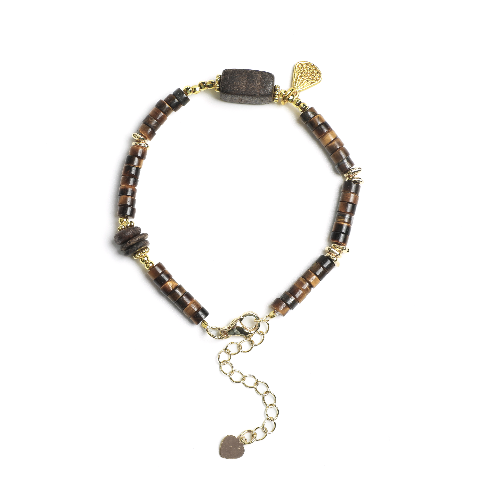 Tiger Eye Wood Bead Statement Bracelet