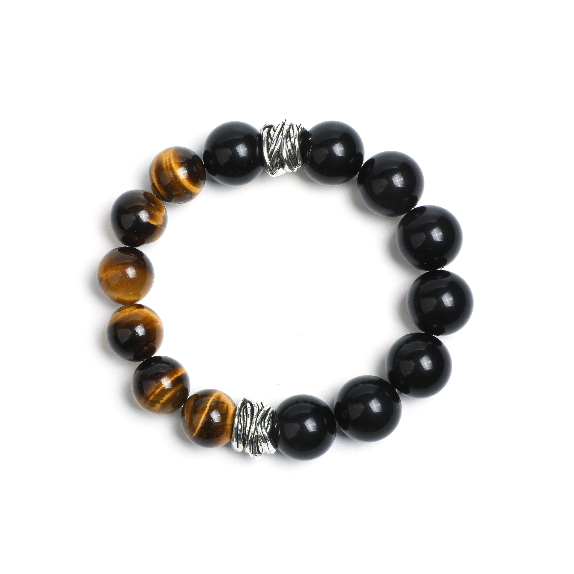 Tiger Eye & Obsidian Bracelet