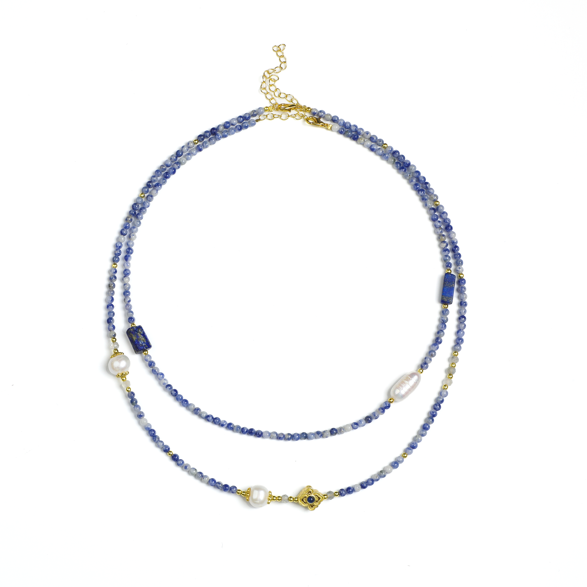 Zen Lapis Lazuli and Gray Agate Necklace