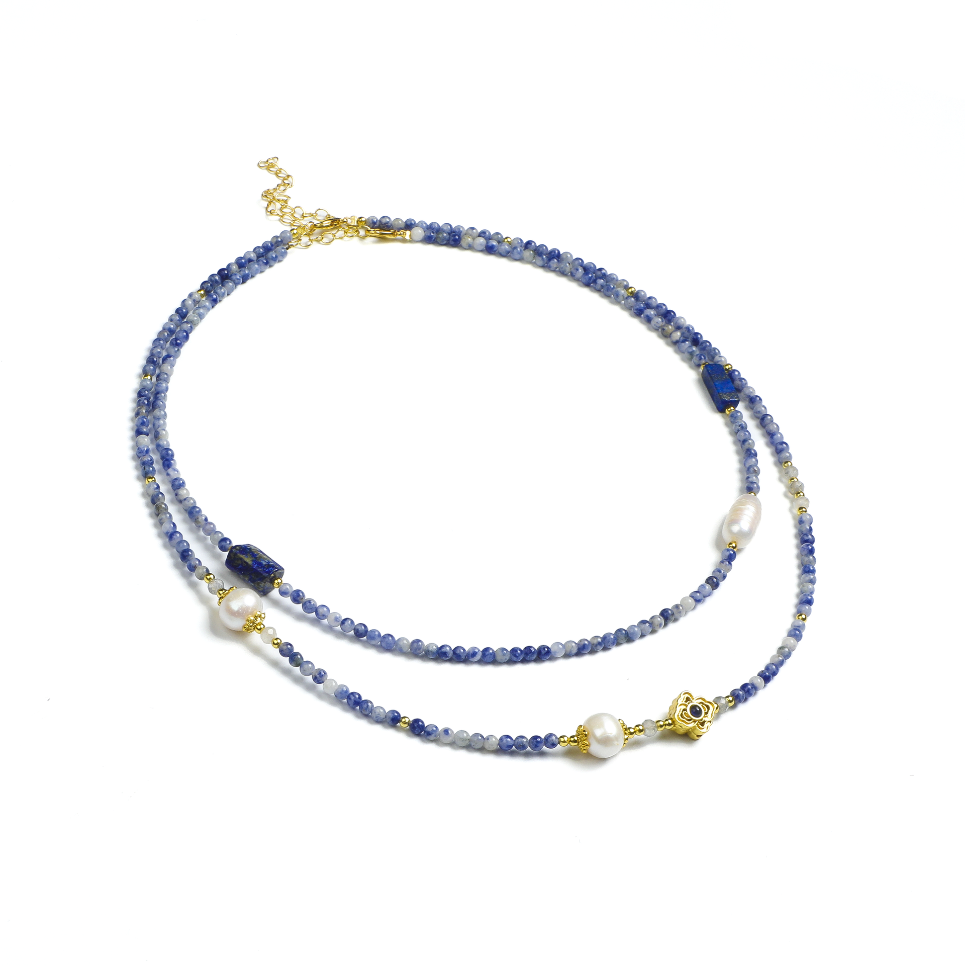 Zen Lapis Lazuli and Gray Agate Necklace