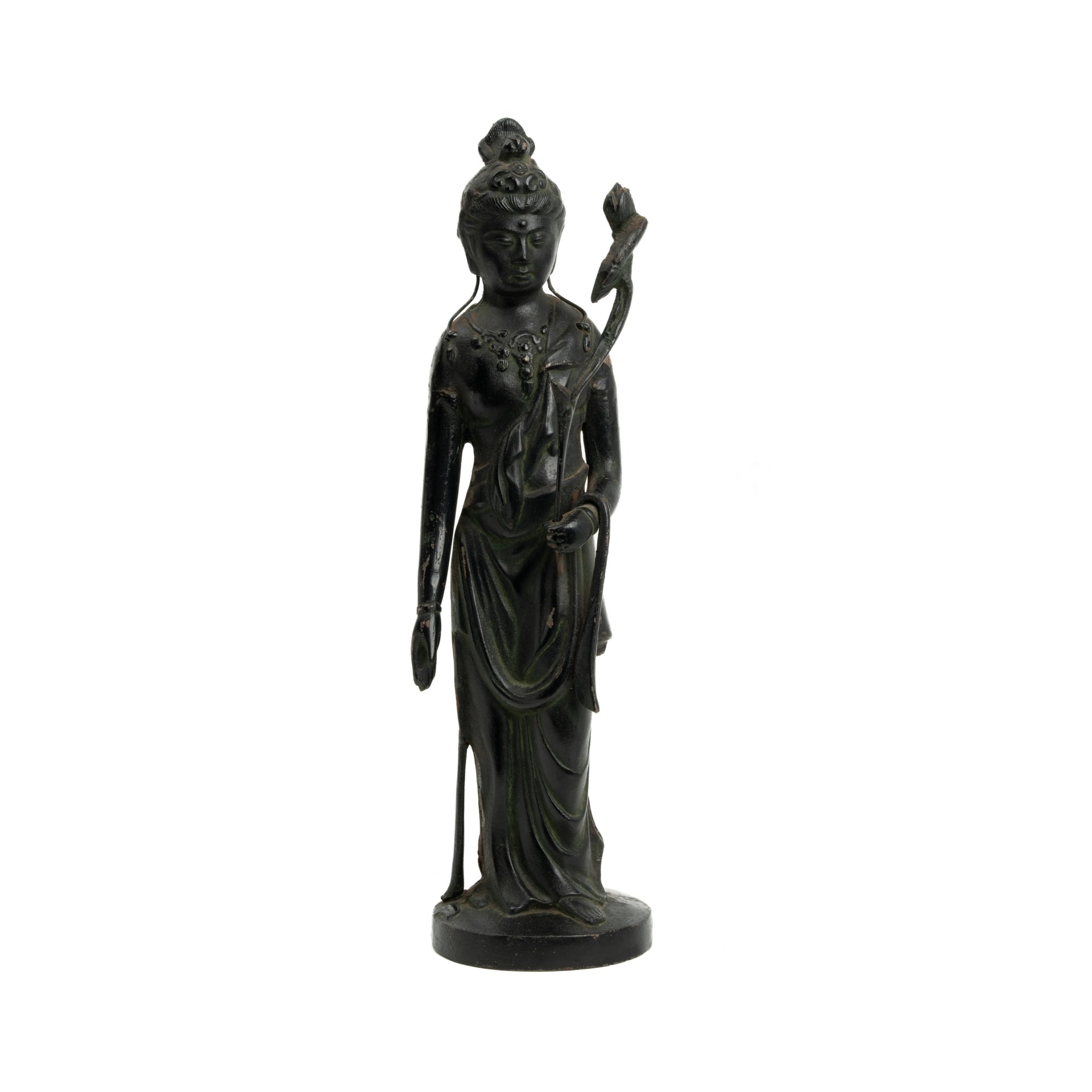 Japanese Meiji Era Koun Takamura Lotus Guanyin Sculpture