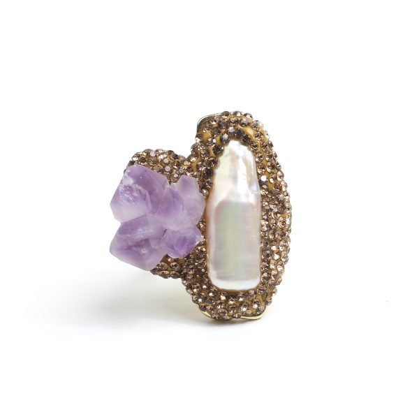 Amethyst & Shell Dual-End Ring AL-RG-033