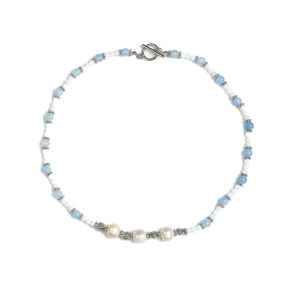 Zen Blue Agate & Pearl Necklace