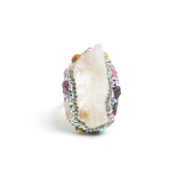 Crystal Cave Secret Realm · Natural Clear Quartz Cluster Gemstone Ring AL-RG-048