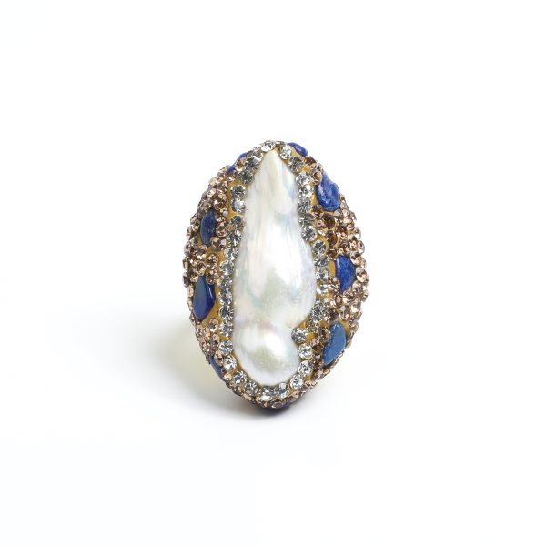 Deep Sea Treasure · Teardrop-Shaped Pearl Sapphire Ring AL-RG-049
