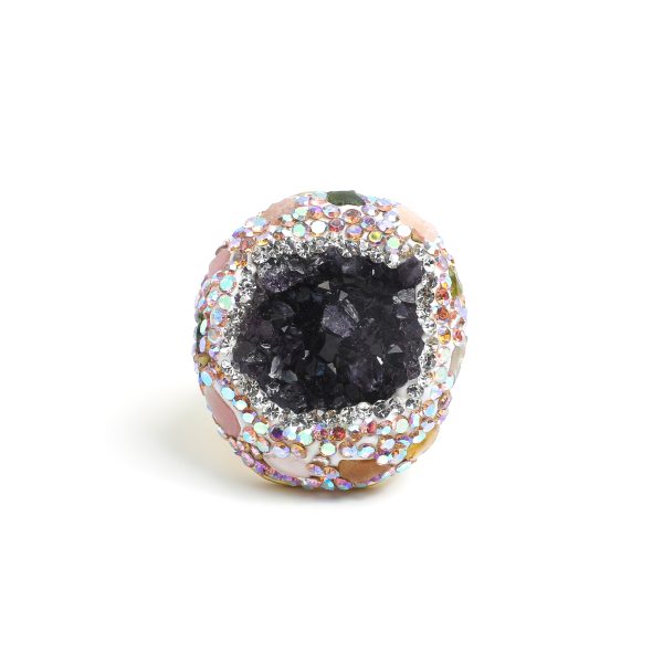 Black Crystal Secret Realm · Black Amethyst Cluster Gemstone Ring AL-RG-051