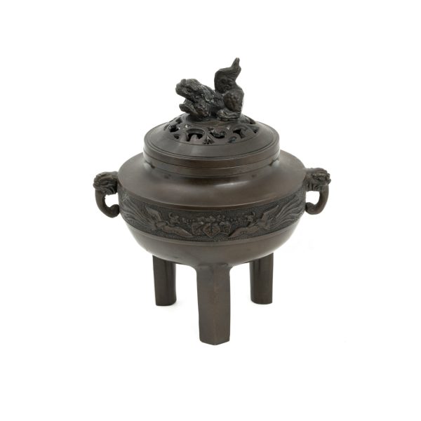 Japanese Vintage Brass Lion Incense Burner